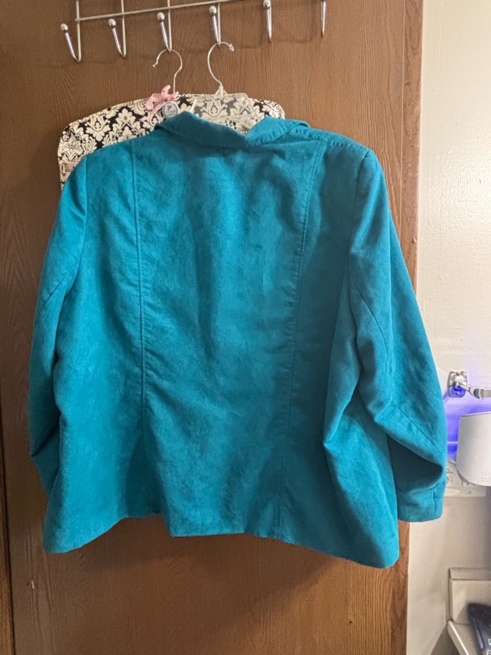 Alia Teal Suede-Look Blazer Jacket
